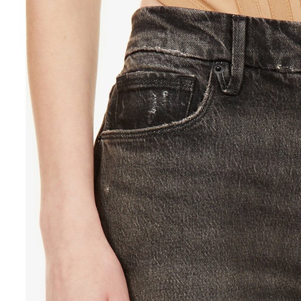 NWT Good American Good Girlfriend High Black217 Tapered-Leg High-Rise Jeans - Picture 4 of 10